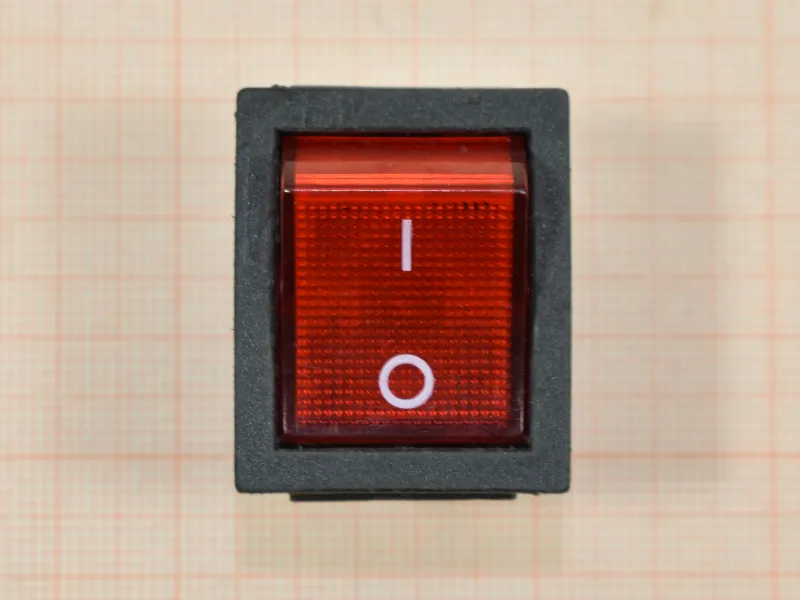 Выключатель одноклавишный широкий с красной индикаторной лампой, 15А, 250В Выключатель одноклавишный широкий с красной индикаторной лампой, 15А, 250В