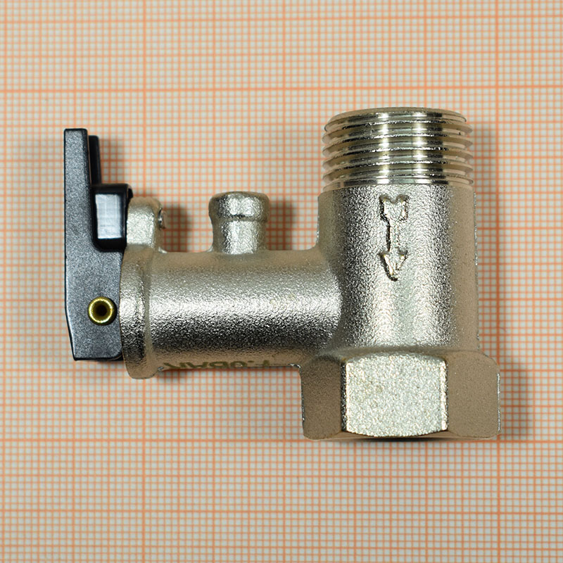 Клапан для водонагревателя, предохранительный, 1/2, с ручкой, 7 бар, 0,7 МПа, код 100507
