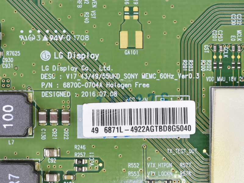 Плата T-Con 6870C-0704A 6871L-4922A V17 43/49/55UHD SONY MEMC 60Hz Ver0.3 Плата T-Con 6870C-0704A 6871L-4922A V17 43/49/55UHD SONY MEMC 60Hz Ver0.3