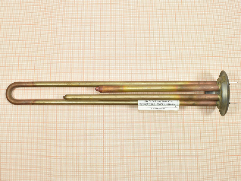Тэн для водонагревателя, для Thermex, 1300W, медь, резьба под анод М4, 310 мм, фланец 64 мм
